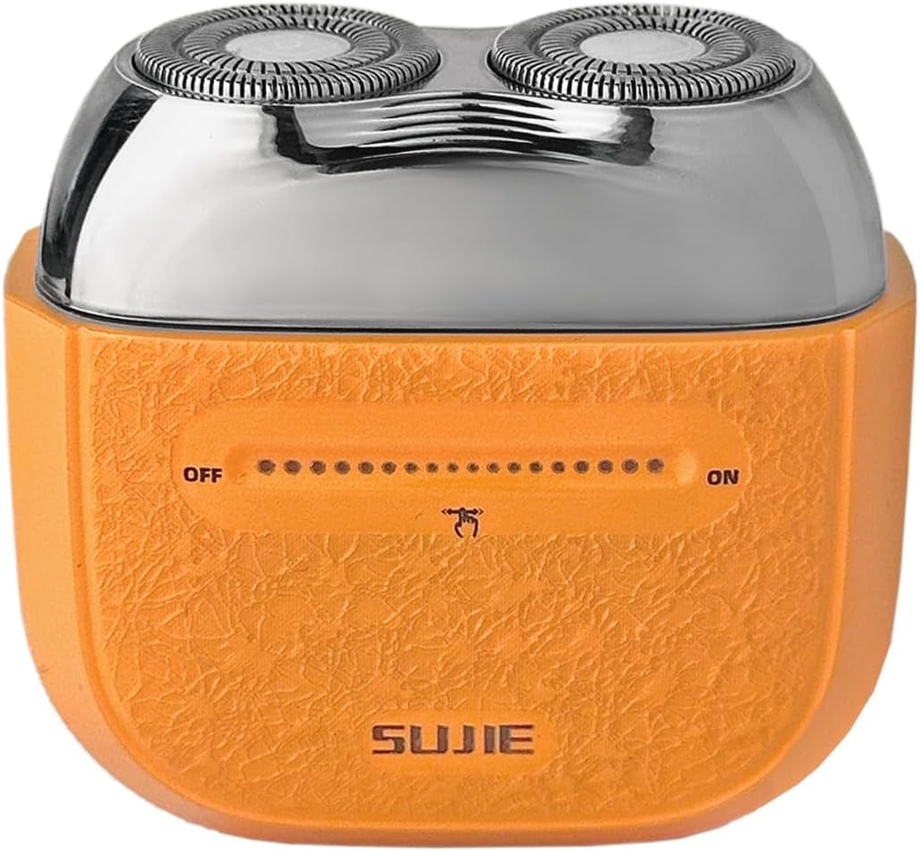 Mini Portable Electric Shaver for Men 2 Head Travel Shaver Magnetic Shaving Head Dry Wet Close Shave USB-C Rechargeable Razor for Home, Office, Car, Gifts (Orange)