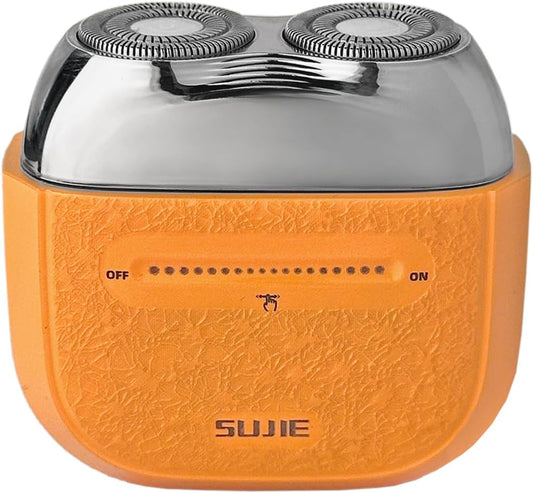 Mini Portable Electric Shaver for Men 2 Head Travel Shaver Magnetic Shaving Head Dry Wet Close Shave USB-C Rechargeable Razor for Home, Office, Car, Gifts (Orange)